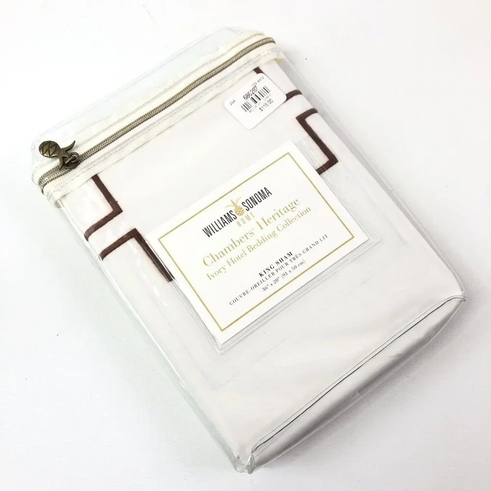 Williams Sonoma King Sham Chambers Heritage Ivory Hotel Bedding 36x20